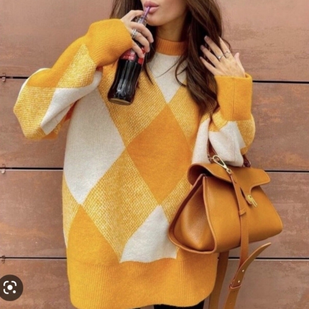Zara Argyle Jacquard Knit Sweater - Picture 4 of 8